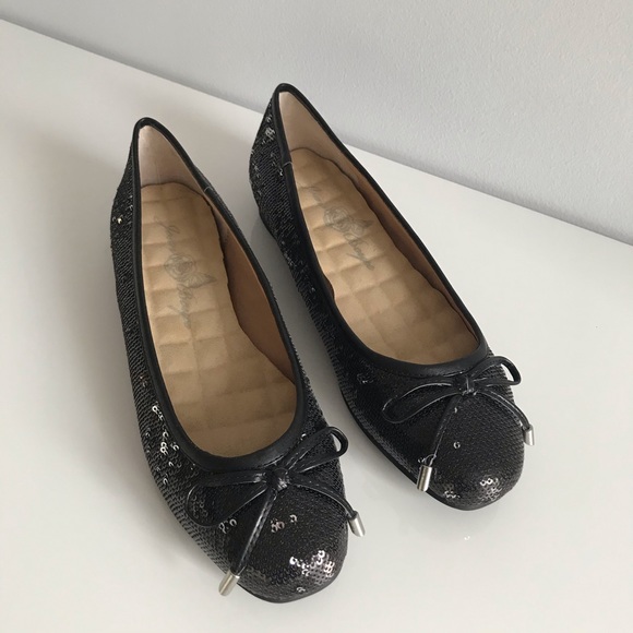 Joan Boyce Vintage Black Sequins Flats Bow Tie Women’s Shoes Y2K - Picture 6 of 16